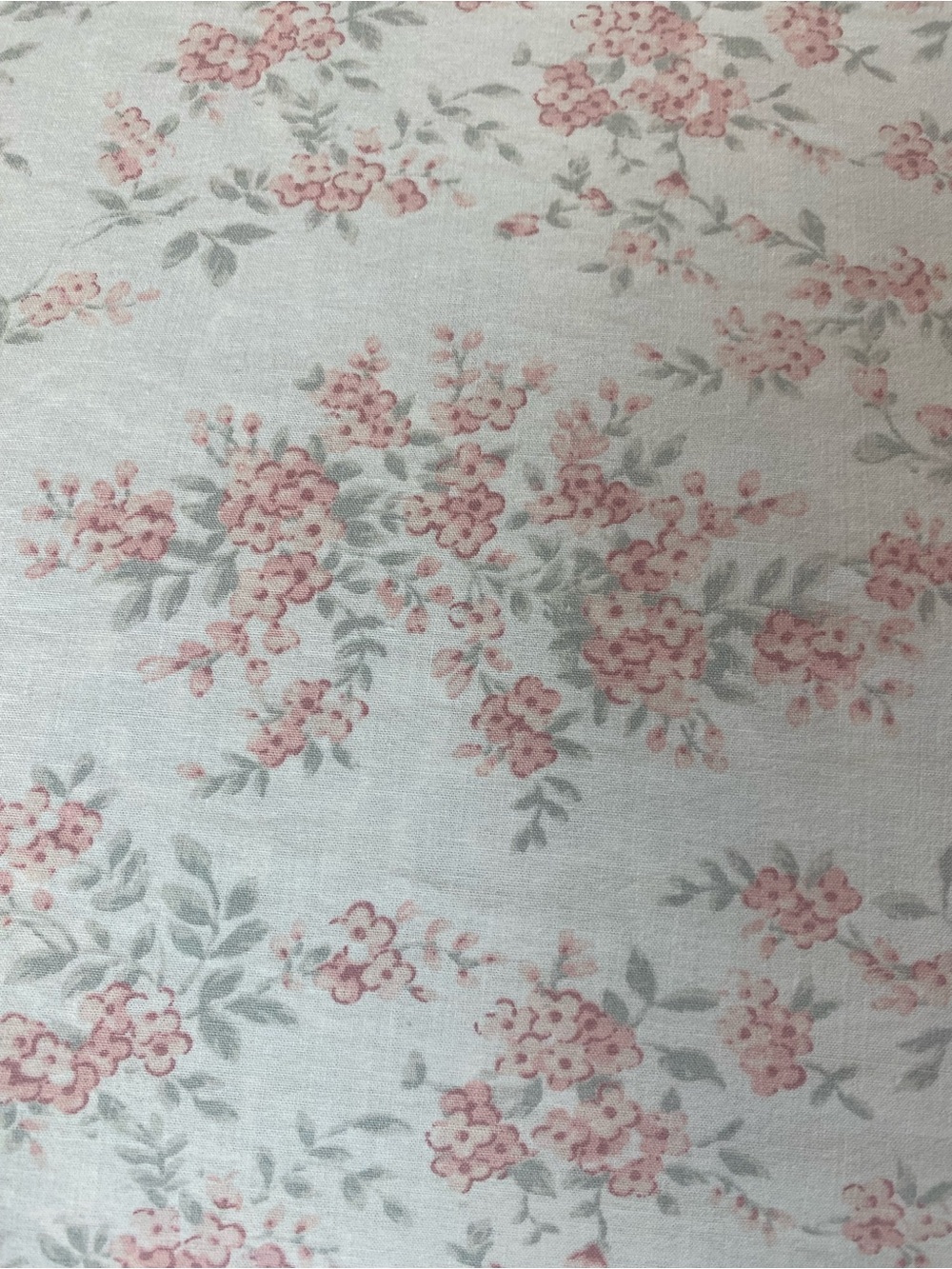 Laura Ashley Pink Floral and Gray Leaf Print fitted Queen Sheet